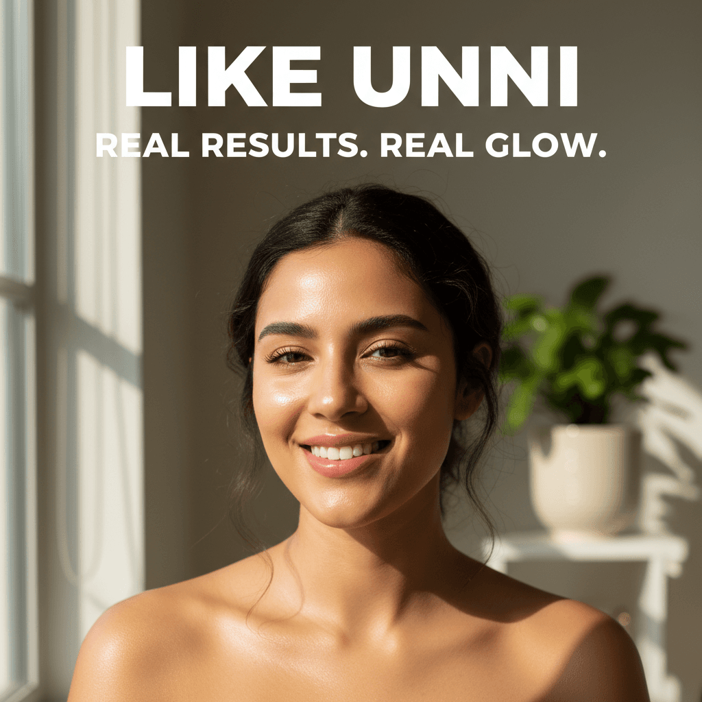 Radiant skin results from LIKE UNNI products